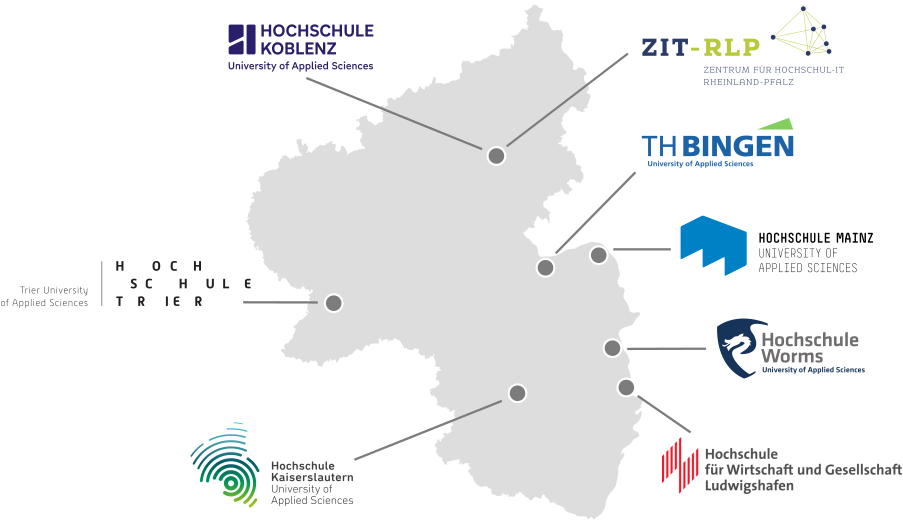 Karte Hochschulen RLP mit Logos
